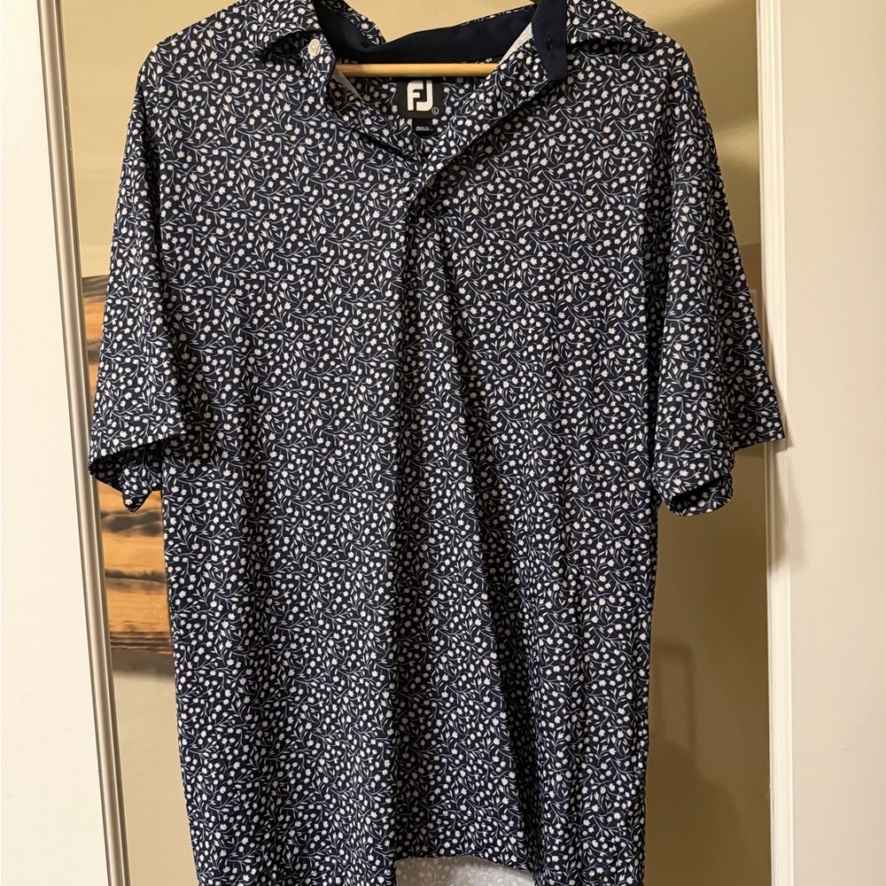 Men's Navy Patterned Shirt - Fitjoy